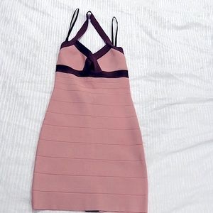 Bebe crisscross backless body con dress